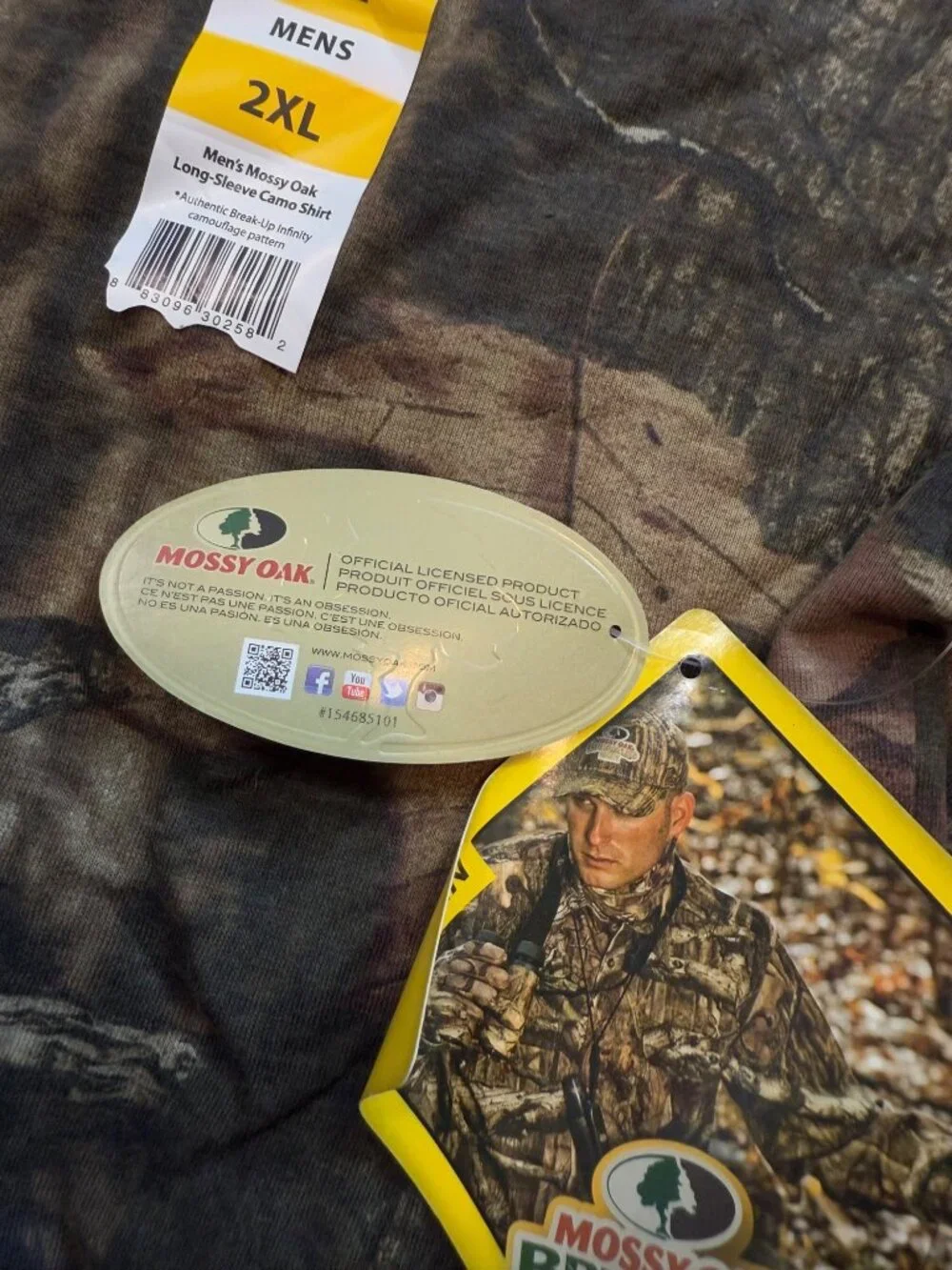 Mossy Oak Break-Up Infinity Long Sleeve Camo Shirt For Men Size 2XL Hunting
